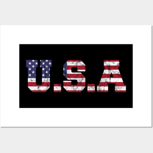 USA flag letters Posters and Art